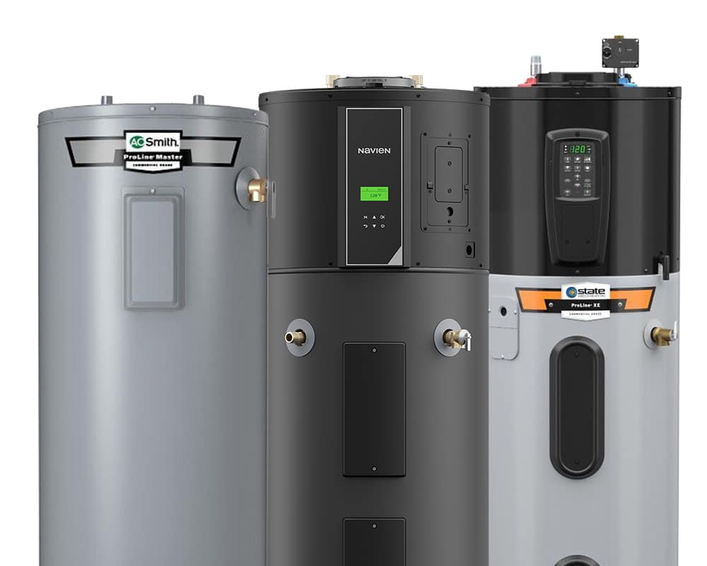 Electric water heaters installation and repair. A.O. Smith, Navien, State